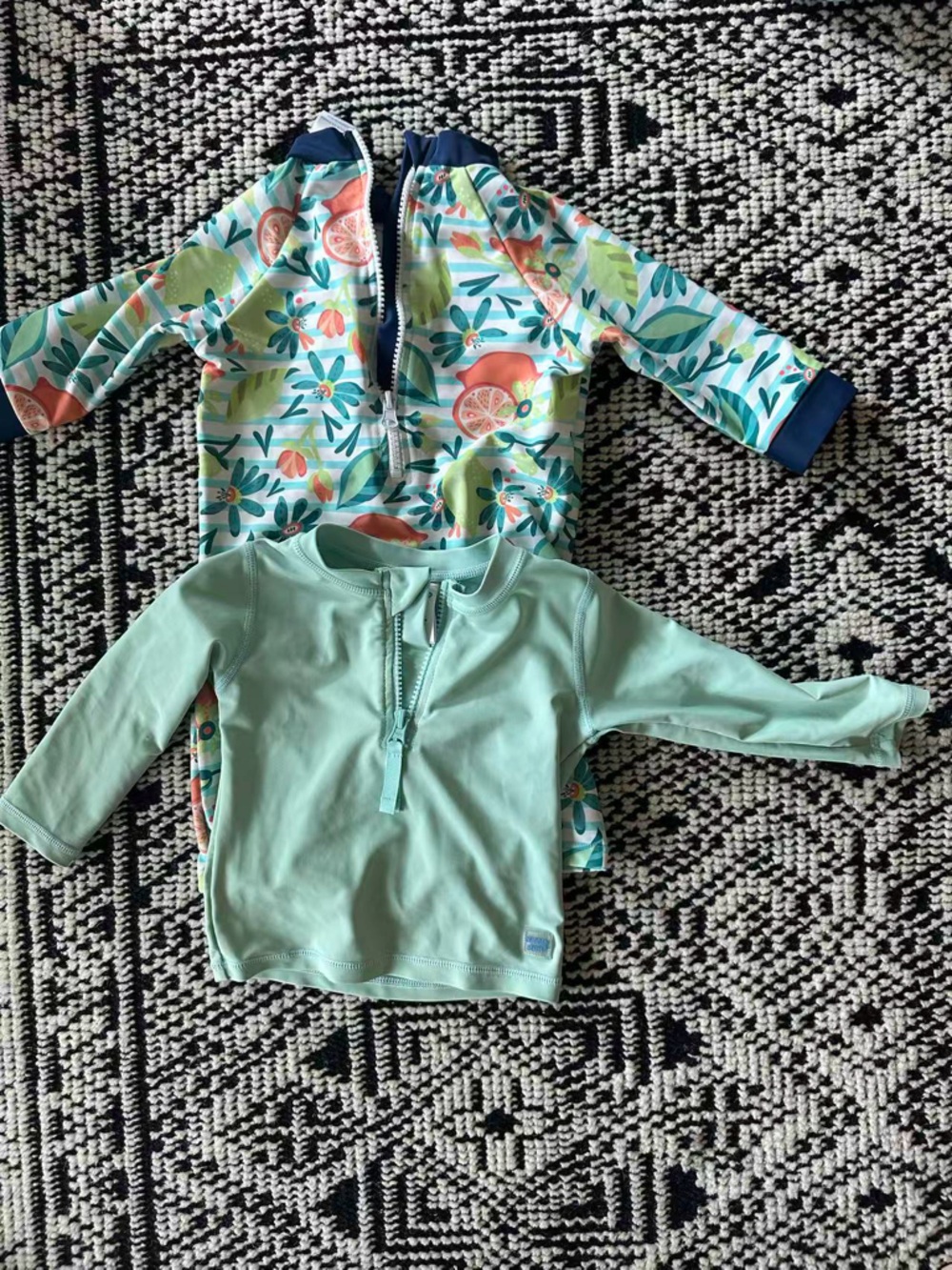 Kids Two Rash Guard Swim Top, one 12-18M, one 18-24M